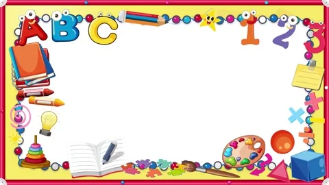 Animated Cartoon School Whiteboard Frame with Copy Space Loop Stock Footage 346427656