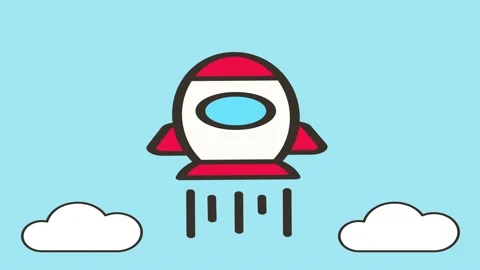 Animated cartoon space rocket flight. An... | Stock Video | Pond5
