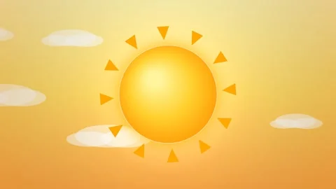 Animated Cartoon Sun with Floating Clouds Cute Weather Background 스톡 동영상 347966275