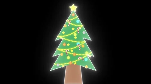 Animated cartoon vector christmas tree with flashing lights and splashes of.. Stock Footage 254421342