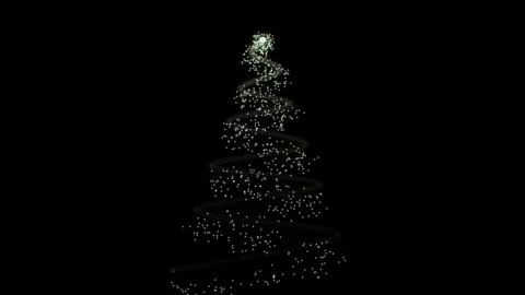 Animated cartoon vector christmas tree with flashing lights and splashes of.. Stock Footage 254421586