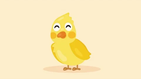Animated cartoon yellow chick blinking eyes with cute bird facial expressio.. 스톡 동영상 338318670