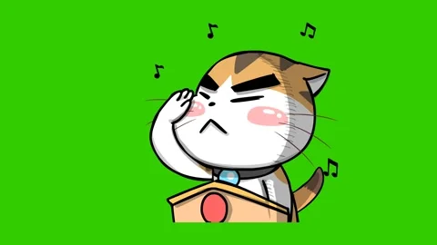 Animated Cat Acknowledged with Green Screen for Video Stock Stock Footage 282777942