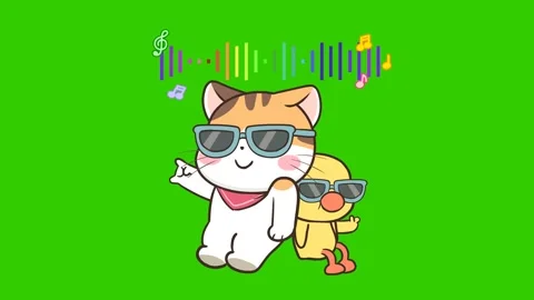 Animated Cat and Duck Bumping Dance - Green Screen Vidéo 282784703