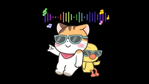 Animated Cat and Duck Dance Collision - Transparent Background Stock Footage 282784833