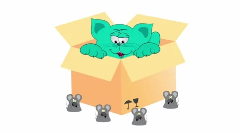 Animated cat and mouse on a white background. Stock Footage 147017158