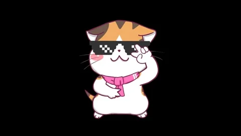 Animated Cat with Black Glasses Dancing - Transparent Background Stock Footage 282780809