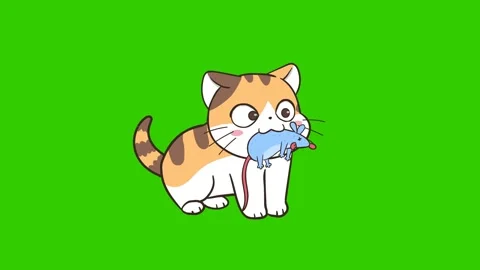 Animated Cat Catching a Mouse Stock Footage 278343428