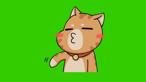 Animated Cat Chasing Action - Green Screen Stock Footage 282773965