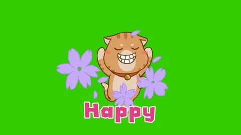 Animated Cat Dancing Ballet with Purple Flowers - Green Screen Stock Footage 282774859