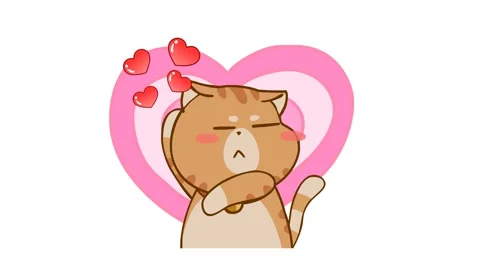 Animated Cat Dancing with Hearts - White Background Stock Footage 282774794
