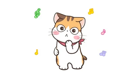 Animated Cat Dancing with Musical Notes - White Background Stock Footage 282784683