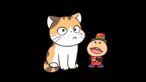 Animated Cat Doing 'Shush' Gesture - Transparent Background Stock Footage 282785111