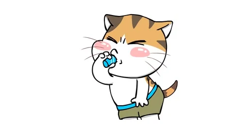 Animated Cat Drinking a Whiskey Shot - White Background Video stock 282778030