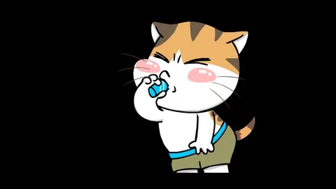 Animated Cat Drinking a Whiskey Shot - Transparent Background Stock Footage 282778103