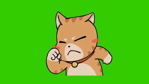 Animated Cat Making a Satisfying Punch Green Screen Stock Footage 282773970
