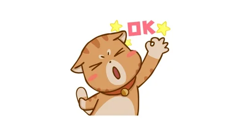 Animated Cat with OK Text - White Background Stock Footage 282774857