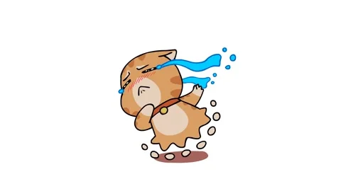 Animated Cat Running and Crying on White Background Stock Footage 282774007