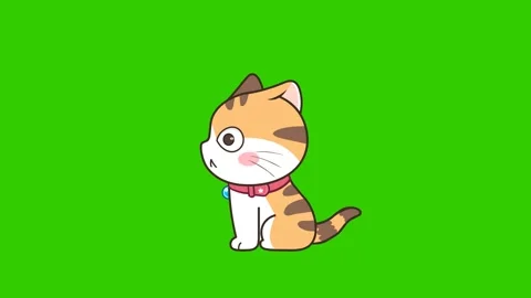 Animated Cat Sitting with Curled Tail Stock Footage 278343425