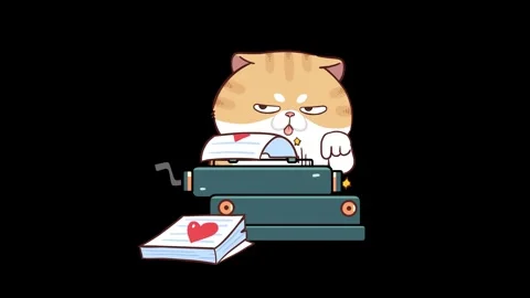 Animated cat typing on an old typewriter Stock Footage 285223428
