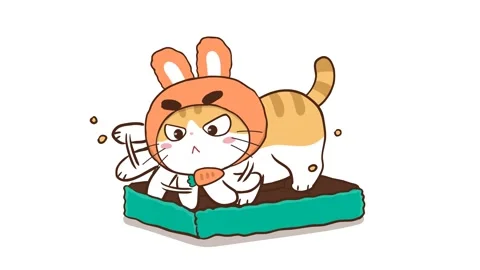 Animated Cat Using Litter Box - Simple White Background Stock Footage 282785090