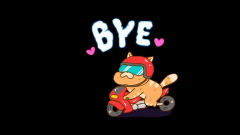 Animated Cat Waving Goodbye While Riding a Motorcycle Transparent Background Stock Footage 282774013