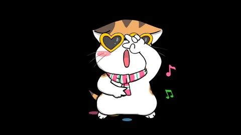 Animated cat wearing glasses, dancing cutely (Transparent Background) Stock Footage 282778091