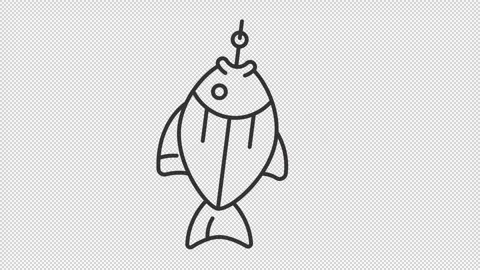 Animated caught fish line icon | Stock Video | Pond5