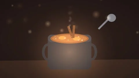 Animated Cauldron Boiling Potion with Steam and Floating Particles Video stock 347809195
