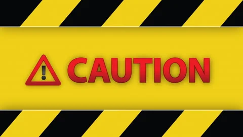 Animated CAUTION Label with Black and Yellow Line Striped Stock Footage 140932264