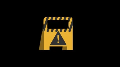 Animated caution sign icon on black background Stock Footage 306457632