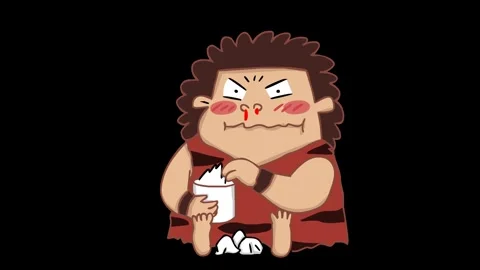 Animated Caveman with Nosebleed - Transparent Background Stock Footage 282774164