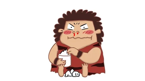 Animated Caveman with Nosebleed - White Background Stock Footage 282774174