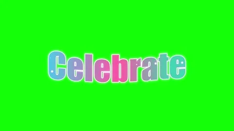 Animated celebrate text gliding across green screen background for video Stock Footage 340941125