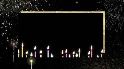 Animated celebration background featuring glowing birthday candles with golden Stock-Footage 343805022