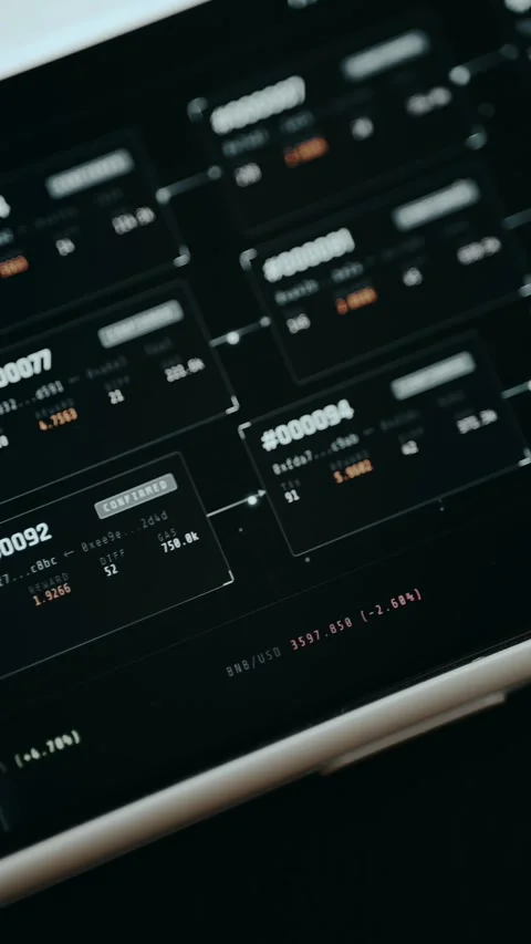 Animated chain of blocks in a blockchain network Stock Footage 332893720