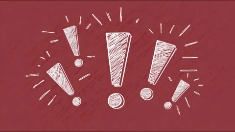 Animated chalk exclamation marks on red chalkboard background in motion Stock Footage 314666373