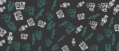 Animated Chalkboard School Icons Pattern Background Video Loop Video stock 343323795
