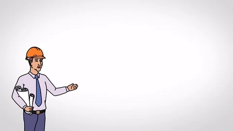 Animated Character Builder stands and says, smooth contour, white background Stock Footage 77282518