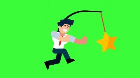 Animated Character Chasing Achievement Star Video stock 319450341