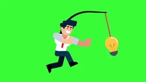 Animated Character Chasing Bright Idea for Creativity 库存影片 318684495