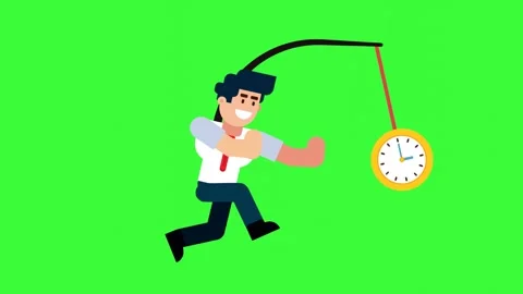 Animated Character Chasing Clock for Time Management 库存影片 318374323