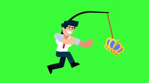Animated Character Chasing Crown for Success 库存影片 318397248