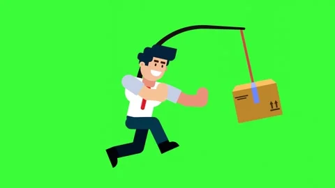 Animated Character Chasing Parcel for Delivery Stock Footage 318109861