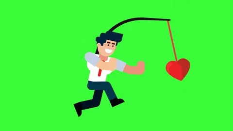 Animated Character Chasing Red Heart for Romance and Passion Stock Footage 318623140