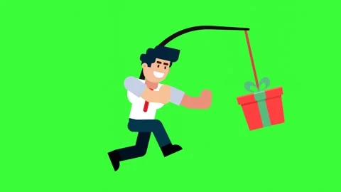 Animated Character Chasing Reward Gift for Achievement Vídeos de archivo 318495254