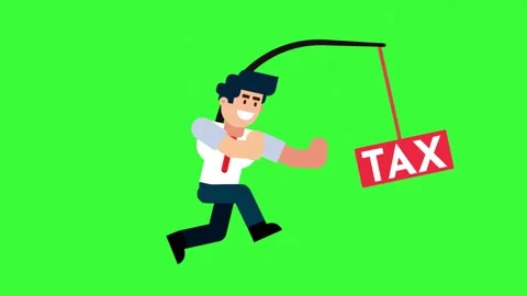 Animated Character Chasing Tax Label Stock Footage 319504564