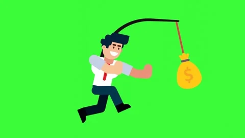Animated Character Chasing Wealth and Success Stock Footage 318806456