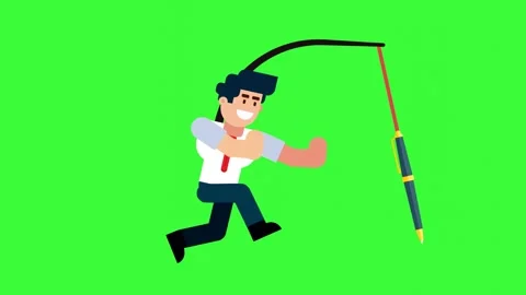 Animated Character Chasing Writing Tool Video stock 318854637