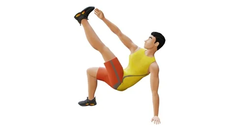 Animated character doing Crab Twist Toe Touch Video stock 281123246